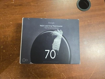 Google Nest Learning Thermostat 4th Gen Polished Obsidian NEW OPEN BOX - Image 1 of 4