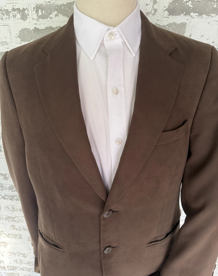 Blazer Jeffrey Banks Para Hombres Pequeño 38 Marrón SupraGamuza Poliéster Abrigo Deportivo Chaqueta Foto 1 de 4