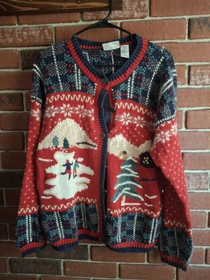 Suéter de Navidad Vintage North Crest Cárdigan de Navidad Talla XL Foto 1 de 4