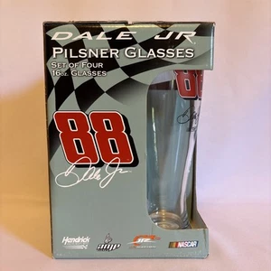 Dale Earnhardt Jr #88 Set of 4 Pilsner Glasses 16 OZ NASCAR New In Box Godinger - Picture 1 of 11