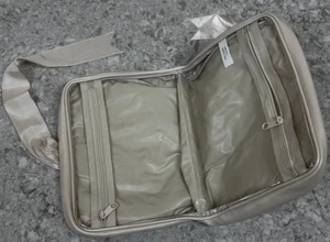 Bolsa de viaje vintage AVON "POSITIVIDAD" artículos de tocador/cosméticos con cierre de corbata, beige - Imagen 1 de 5