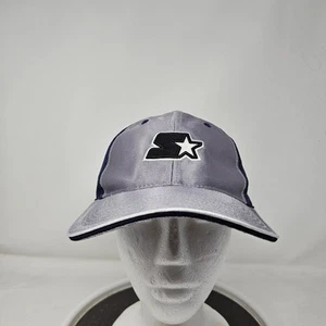 Starter Hat Cap Strap Back Gray Navy Blue Mesh Embroidered Patch Mens Athletic - Picture 1 of 7