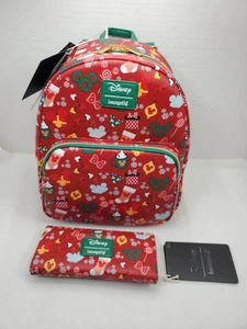 Loungefly Disney Mickey Mouse Urlaub Süßigkeiten & Leckereien Mini Rucksack & Geldbörse Set - Bild 1 von 14