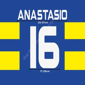2017/18 Parma Away Fan Made Name Set – Anastasio #16 Soccer Heat Transfer Patch - Picture 1 of 2