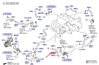 TOYOTA C-HR MK1 Motor-Wasser-Bypass-Schlauch 1626747030 NEU ORIGINAL Foto 1 de 2