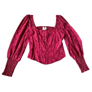Anthropologie Puff Sleeve Top Cottagecore Garden Fairy Romantic Smocked Blouse - Picture 1 of 7