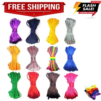 12 paquetes de cable de nailon, cordón de seda cola de rata satinado de 2 mm, cordón de nailon satinado chino... Foto 1 de 3