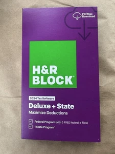 "H&R Block 2024 Deluxe & State Tax Software" Email Or Ship Free / New - Picture 1 of 4