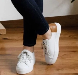 Sneakers classiche ABLE donna taglia 10 bianche e pelle cognac Emmy - Foto 1 di 16