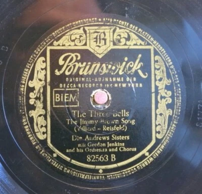 Die Andrews Sisters 78 RPM / The Three Bells & The Windmill Song  (42-0525-KT) - Bild 1 von 2