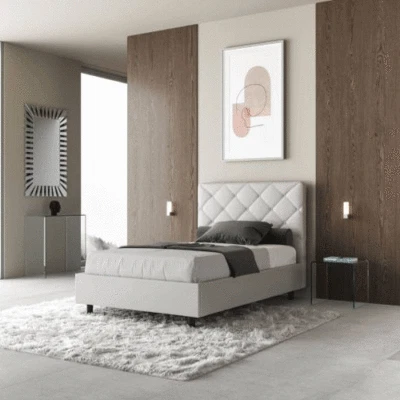 Letto contenitore una piazza e mezza per camera da letto letti similpelle bianco - Immagine 1 di 4