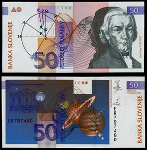 Slovenia 50 TOLARJEV P-13 1992 Pre Euro Satellite UNC Slovenian Currency NOTE - Picture 1 of 4