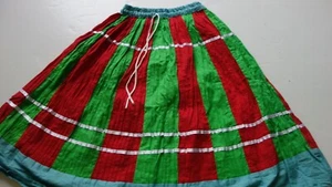 Beautiful Multi-Color Red/Green Size Small 20" Long Cotton Girls Skirt New - Picture 1 of 6