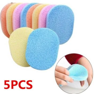 5pcs Soft Face Wash Pad Remover Cleansing Sponge Puff Exfoliating Scrub-. - Image 1 of 4