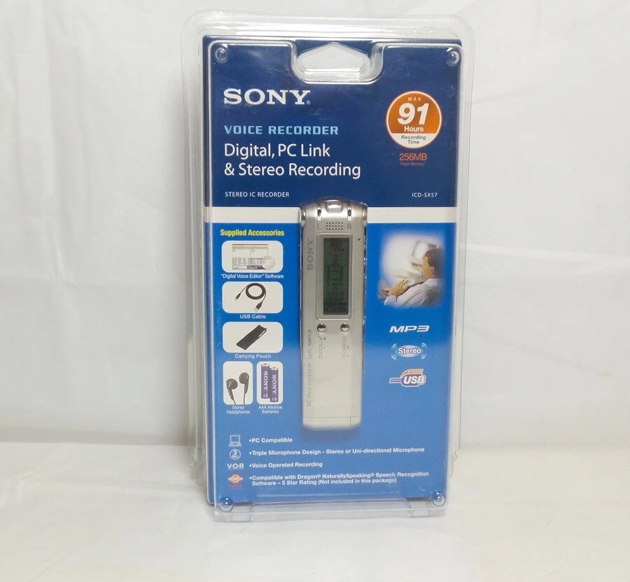 Sony Digital Voice Recorder 256 MB Flash + USB (ICD-SX57/C) - Image 1 of 1