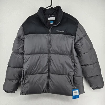 Columbia Mens Regular Fit Puffect III Logo Parka Jacket Gray Black XL - Image 1 of 4