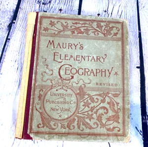 Vintage 1902 Maury’s Manual of Geography Geographical HB BOOK Ephemera Crafts - Imagen 1 de 9