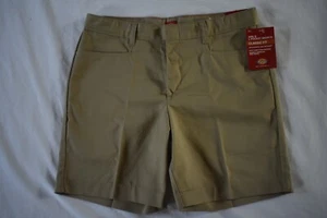 Dickies Girl's L-Pocket Shorts Classic Fit Bermuda Stretch Twill Khaki Size 18 - Picture 1 of 4