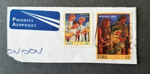 IRELAND 1998 Scott 1158 1160 Christmas stamps envelope corner Priority Aerphost - Picture 1 of 1