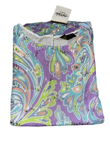 Bob Mackie Womens 3X Sheer Printed Caftan Built in Shell Sequin Detail Lilac NWT - Picture 1 of 3