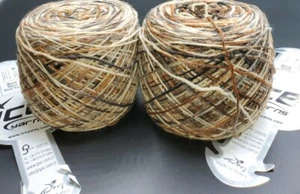 2 SKEINS/HANKS OF ICE HAND DYED SOCK YARN - BROWN SHADES/ORANGE WOOL BLEND  - Picture 1 of 4