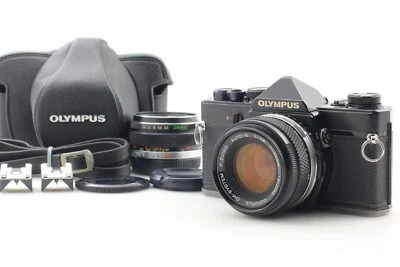Serviced [MINT Olympus OM-1 Black Film Camera 50mm F1.8 28mm F3.5 Lens Japan - Image 1 of 4