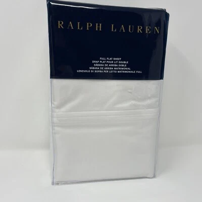 Ralph Lauren FULL FLAT SHEET Tux White RL 464 Solid Percale 100% Cotton - Image 1 of 4