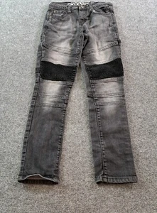 Akademiks Jeans Boy Size 12 Black Faded Moto Denim 24x27 - Picture 1 of 10