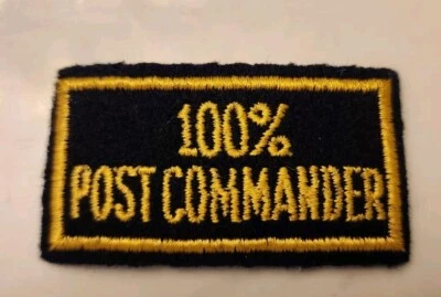 Insignia parche vintage de la Legión Americana 100 % comandante de correos - Imagen 1 de 2