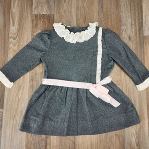Vintage 70s Lil Airess Union Made Toddler Girls 4T Gray Long Sleeve Dress - Picture 1 of 15