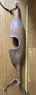 Antique Hand Carved Human Shoulder Yoke 2 Rope Hooks Water Milk Tote 37” - Image 1 of 4
