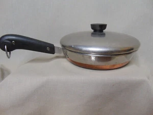 Vintage Revere Ware 8" Kupferboden Pfanne mit Deckel Doppelring USA - Bild 1 von 9