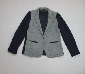 J.Crew Blazer Jacket Womens 10 Black Gray Notch Lapel 1 Button Single Breasted - Picture 1 of 8