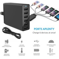 Multi Port USB Charger 12A 60W Rapid Charging Station Desktop Travel Hub Kits