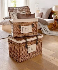 Universal Aufbewahrungs Truhe, Weide, 2er Set Wäsche Schatz Kiste Deko Box - Bild 1 von 5