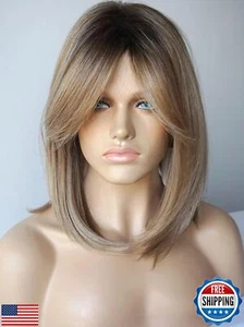 Pelucas para mujer blanca rubia bob peluca longitud media pelucas para mujer rubia con - Imagen 1 de 4