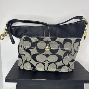 Coach Signature Canvas Women Black Hobo Bag Type L0771-11689 Beautiful Condition - Picture 1 of 11