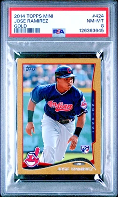 JOSE RAMIREZ 2014 Topps Mini RC ROOKIE CARD GOLD /63 # 424 PSA 8 NM-MT Indians - Image 1 of 2