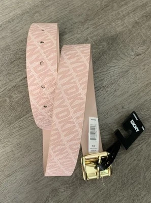 DKNY Signature Logo Goldtone Buckle Reversible Belt Classic  S/M  Barbiecore  - Image 1 of 4