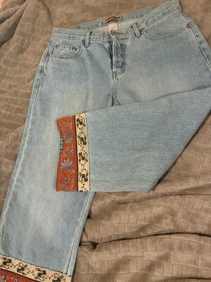 Jeans cortos recortados vintage London Jean lavado claro dragón asiático Y2K talla 12 Foto 1 de 4