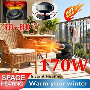 Small Space Heater 170W 2 Gears 18V Battery Operated Electric Fan Heater - Picture 1 of 17