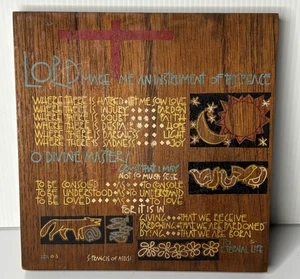 1970s Wood Wall PLAQUE Prayer St Francis of Assisi Emaus Monks Cuernavaca Mexico - Picture 1 of 10
