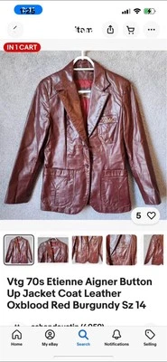 Chaqueta de cuero para mujer Etienne Aigner Oxblood talla 14 DE COLECCIÓN Foto 1 de 4