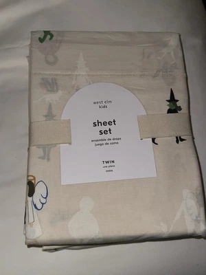 West Elm Kids Trick or Treat Glow in the Dark Halloween Twin 3 Pc Sheet Set NEW - Image 1 of 2