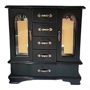 Jaclyn Smith Damen Holz dunkel Nussbaum Deckel mit Spiegel Schmuckkästchen Schrank - Bild 1 von 9
