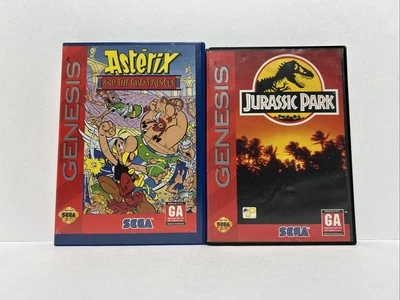 Sega Genesis Bundle! Jurassic Park 1993 w/ Box & Manual - Asterix 1994 w/ Box - Image 1 of 4