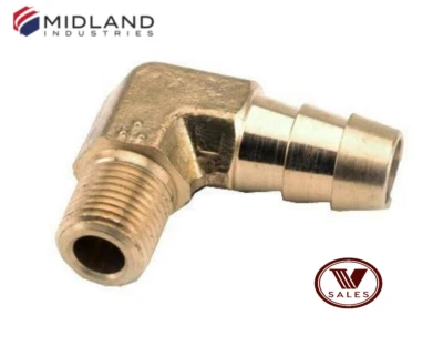 BRAND NEW! Midland Metal 1/4" Barb x 1/4 Male NPT Brass Elbow 32039 - Image 1 of 4
