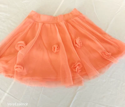 AMERICAN GIRL тюль юбка персиковый оранжевый цвет применяется цветы размер 8 эластичный пояс - Изображение 1 из 4