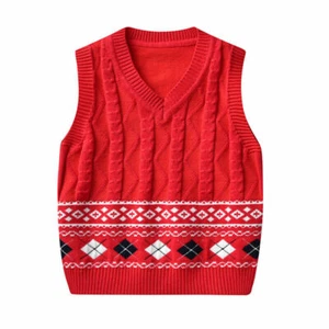 Kids Boys Girls Top Vest Sleeveless Jumper Sweater Cotton Casual  Knitted Tank - Picture 1 of 18