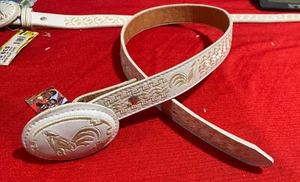 Kids Western Cowboy Belt  Embroidered Belt. Cinto Vaquero De Niño Gallo Size 24 - Picture 1 of 7